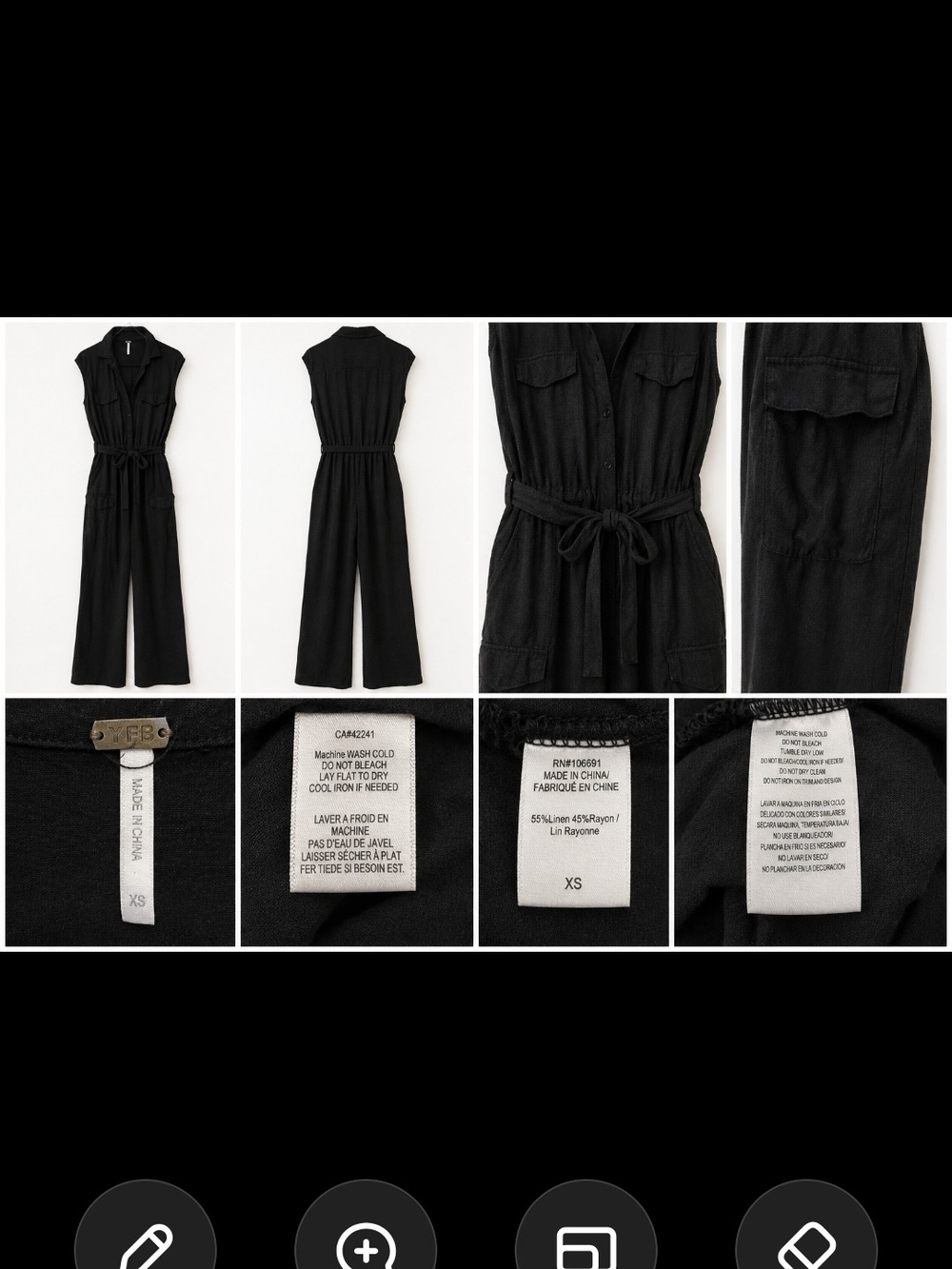 YFB BRAND! Black Sleeveless Utility Jumpsuit with Tie Waist and Wide Leg